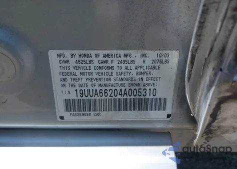 2004 Acura Tl из США, поврежденный, VIN 19UUA66204A005310